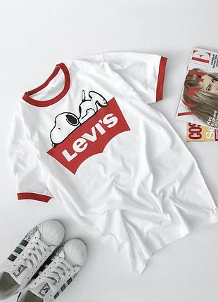 Футболка з логотипом levis snoopy