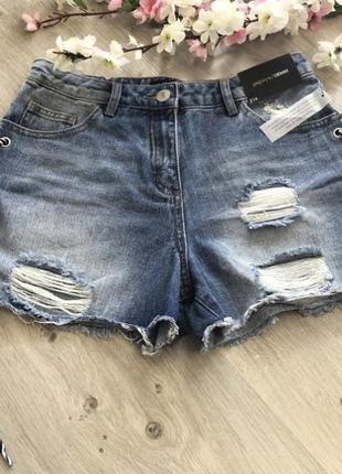 Стильний джинсові рвані шорти зі шнурівкою1 фото