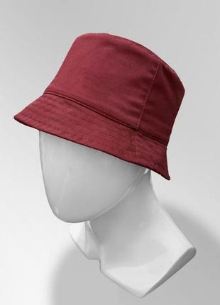 Панама blank bucket hat бордовая женская / мужская панамка