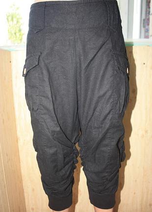 Натуральні чорні бриджі на гумці