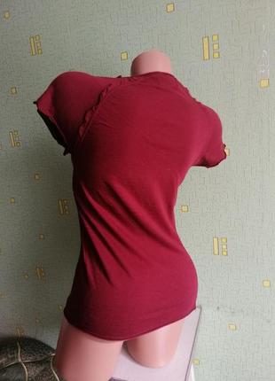 Хлопковая бордовая летняя футболка yes or no. 100%коттон2 фото
