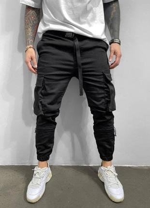 Джоггеры джинсы мужские карго базовые черные турция / джинси джоггери базові чорні турречина