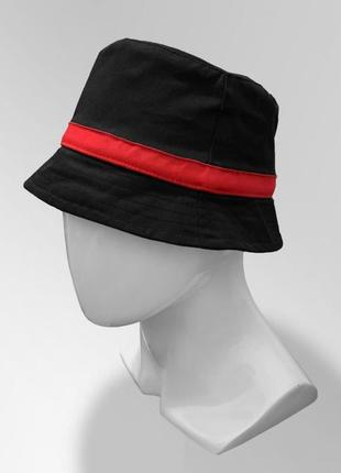 Панама blank bucket hat чорна з червоною смужкою жіноча / чоловіча панамка