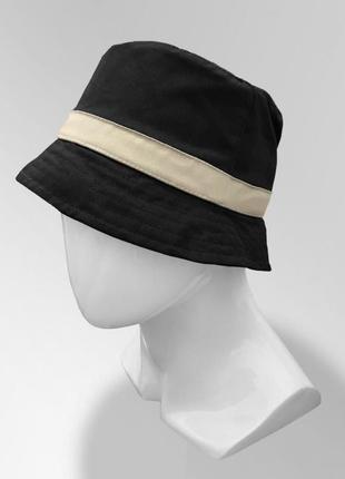 Панама blank bucket hat черная с бежевой полоской женская / мужская панамка