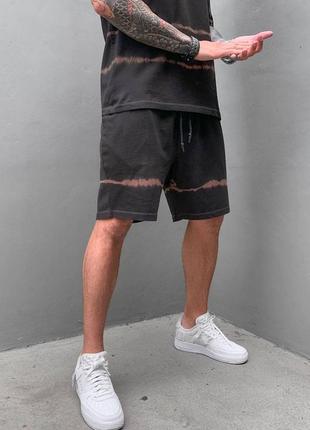 Комплект чоловічий футболка шорти з принтом чорний туреччина / костюм шорти з написом чорний турречина3 фото