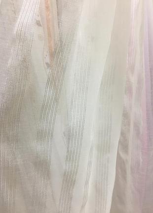 Белый тюль лен в полоску