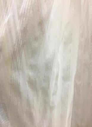 Білий тюль льон в смужку2 фото