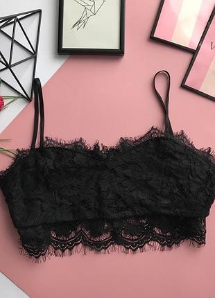 👚потрясающий чёрный кроп-топ/чёрный бралет с кружевом/кружевной чёрный бра на молнии👚