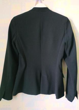 Пиджак zara черный без воротника стойка воротник классика приталенный короткий на подкладке однобортный4 фото