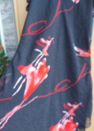 Красивый пеньюар  шифон + атлас черный в красные цветы 36(s)-38(m)5 фото