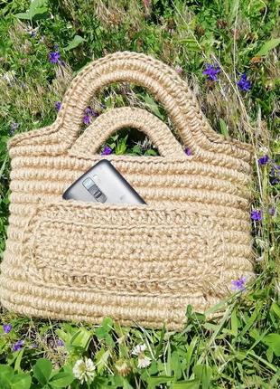 Еко сумка-кошик з натурального джуту3 фото