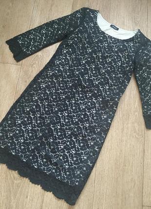 Брендовое черное платье max$co кружево,гипюровое платье1 фото