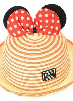 Соломенная детская шляпа с ушками микки маус3 фото