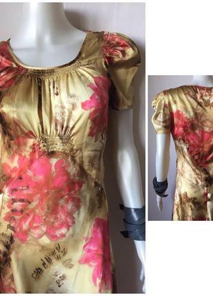 Galliano italy шёлковое дизайнерское оригинальное платье миди8 фото