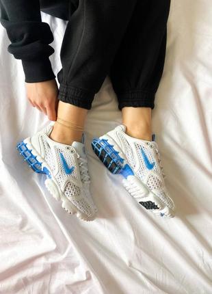 Женские кроссовки stussy x nike air zoom spiridon cage 2 “white/university blue”