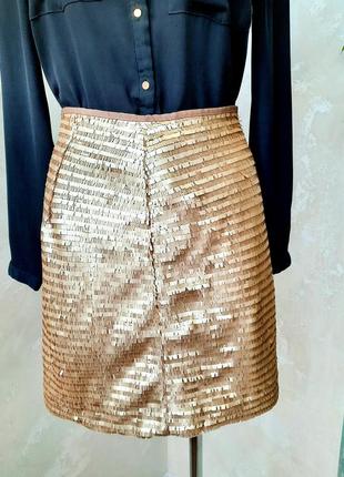 H&m золотая юбка в чешую пайеток6 фото