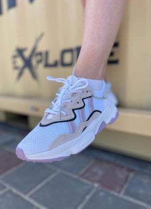 Женские кроссовки adidas ozweego white/purple textile7 фото