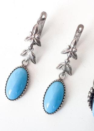 Сережки часів срср сережки з блакитними камінням радянські сережки блакитний камінь1 фото