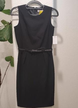Черное платье calvin klein  по фигуре с пояском "8p" s-xs ( на 44 р)1 фото