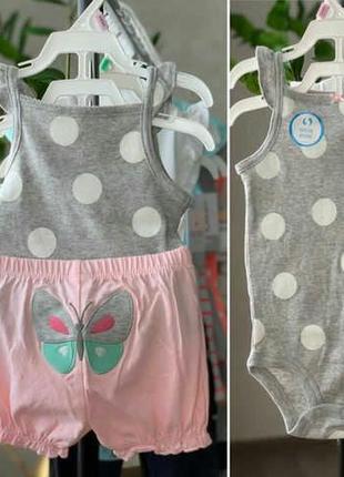 Детский летний набор костюм на девочку, набор 2-ка фирмы картерс