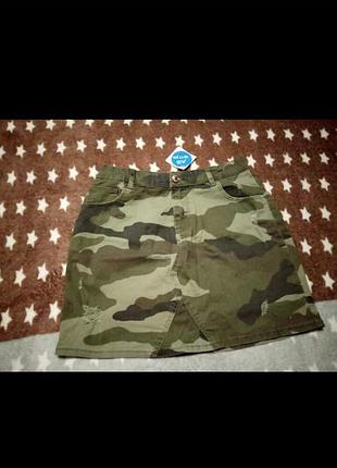 Джинсова спідниця військова хакі 4