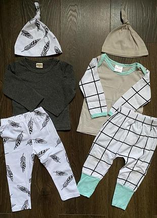 Комплект кофта, штаны и шапочка, ползунки, 0-3-6-9, 50-5-6-62-68, набор, george, lupilu