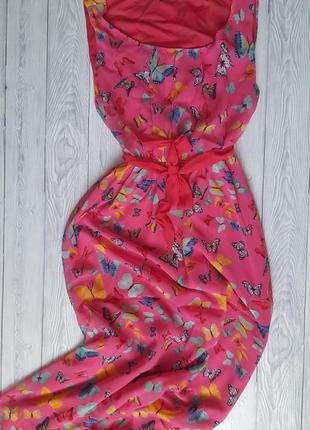 Платье длинное, сарафан в пол, летнее женское, с бабочками, шифон