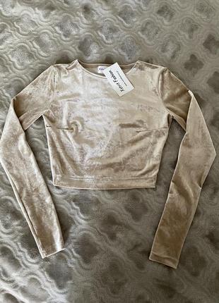 Жіночий велюровий crop топ new velour ls top crop tops