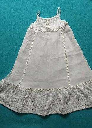 Довгий білий бавовняний сарафан