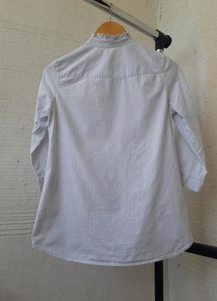 Хлопковая рубашка блуза с жабо рубашка в полоску4 фото