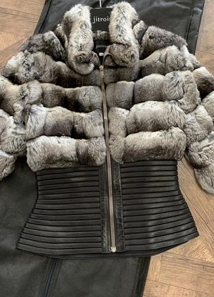 Шуба из шиншиллы jitrois, кожанная куртка-шуба с мехом шиншиллы, размер 382 фото