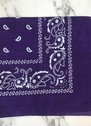Бандана косынка хлопок платок фиолетовая с узором пейсли1 фото