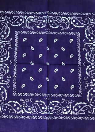 Бандана косынка хлопок платок фиолетовая с узором пейсли3 фото
