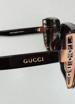 Gucci очки женские солнцезащитные большие коричневые с градиентом модные8 фото