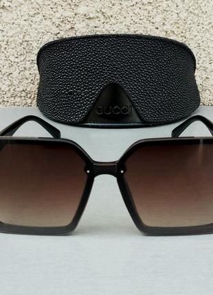 Gucci очки женские солнцезащитные большие коричневые с градиентом модные2 фото