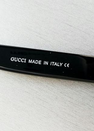 Gucci очки стильные женские солнцезащитные большие черные с золотым логотипом7 фото