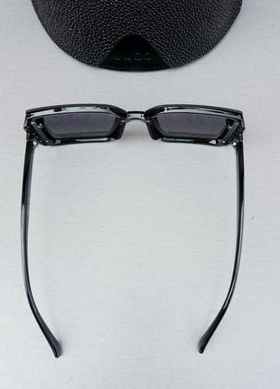 Gucci очки стильные женские солнцезащитные большие черные с золотым логотипом5 фото