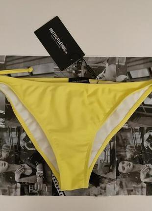 Плавки бикини лимонного цвета с высоким вырезом и завязками по бокам prettylittlething1 фото