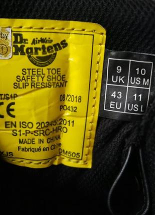 Чоловічі чорні робочі невбивані черевики сталевий носок dr. martens industrial5 фото