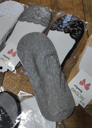 Шкарпетки сліди пінетки балеринки жіночі жіночі бавовна мереживо 37-404 фото
