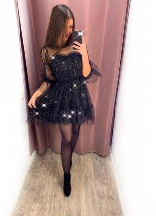Best seller🖤🤍💖 мерехтливе гіпюрову сукню з пояском ✨✨ 🌈 чорні, айворі, сині і пудра 〰️арт. 425 🔻розмір уні 42-46