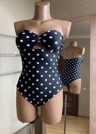 Злитий суцільний спільний купальник горох