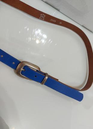 Итальянский кожаный ремешок, пояс, синий/ширина 2см7 фото
