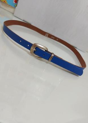 Итальянский кожаный ремешок, пояс, синий/ширина 2см6 фото