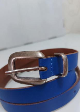 Итальянский кожаный ремешок, пояс, синий/ширина 2см4 фото