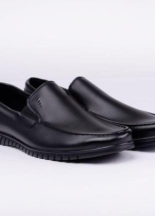 Стильні чорні чоловічі класичні туфлі-мокасини великий розмір батал