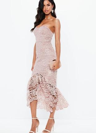Кружевное премиум платье-бандо с юбкой годе