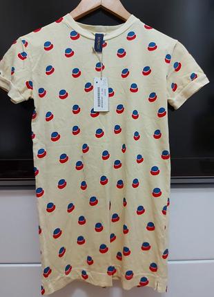 Яркая, желтая хлопковая туника/платье/ футболка bonmot р.116-122-134 (6-7 лет)