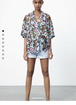 Сорочка оверсайз вільного крою zara xs,s,m,l,xl