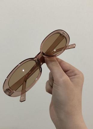 Прозрачные бежевые узкие солнцезащитные солнечные овальные очки, вузькі сонячні прозорі окуляри від сонця3 фото